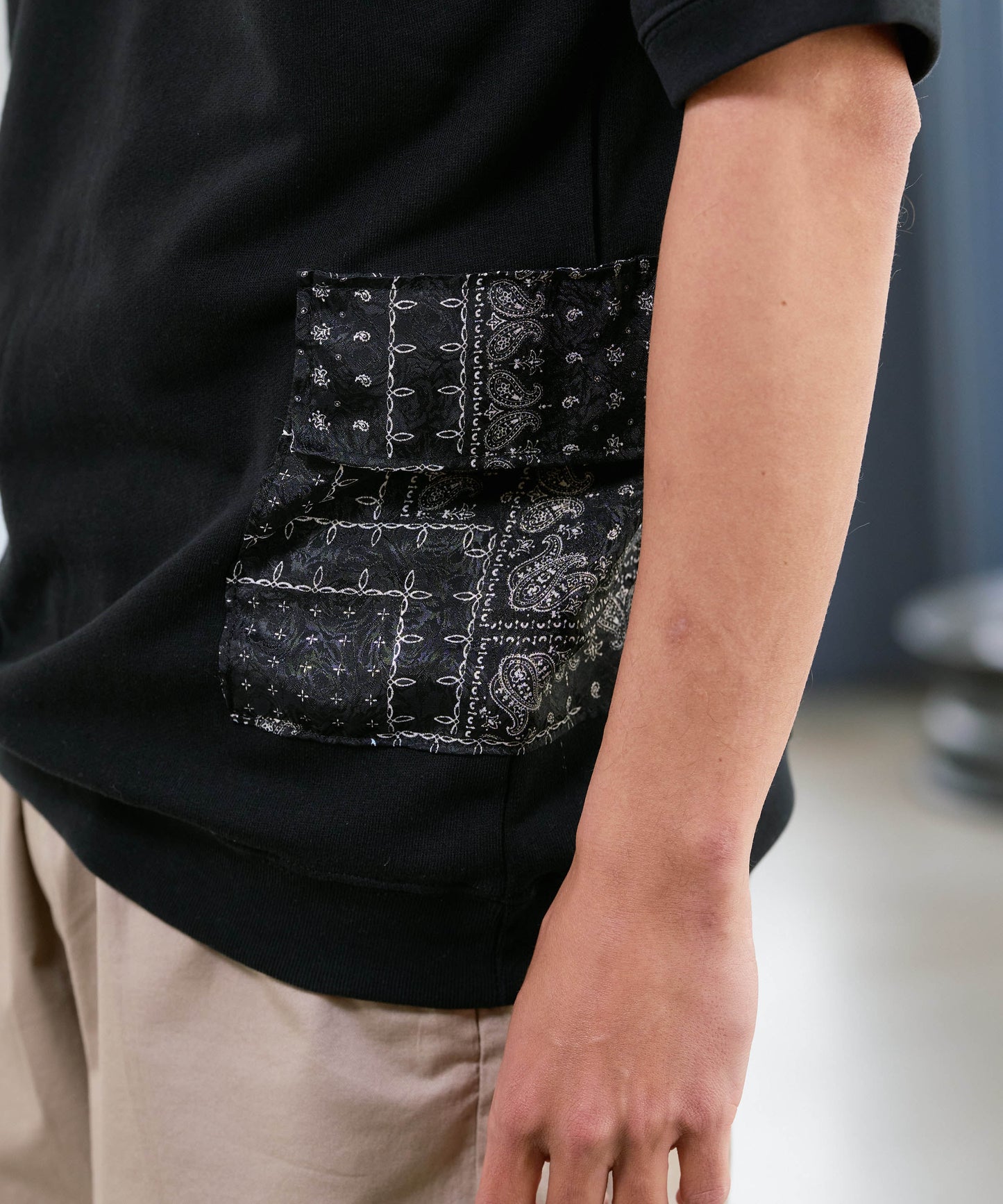 【予約販売7月初旬～中旬入荷】-Seth-(ｾｽ)  バンダナコンビネーション ハーフスリーブスウェット