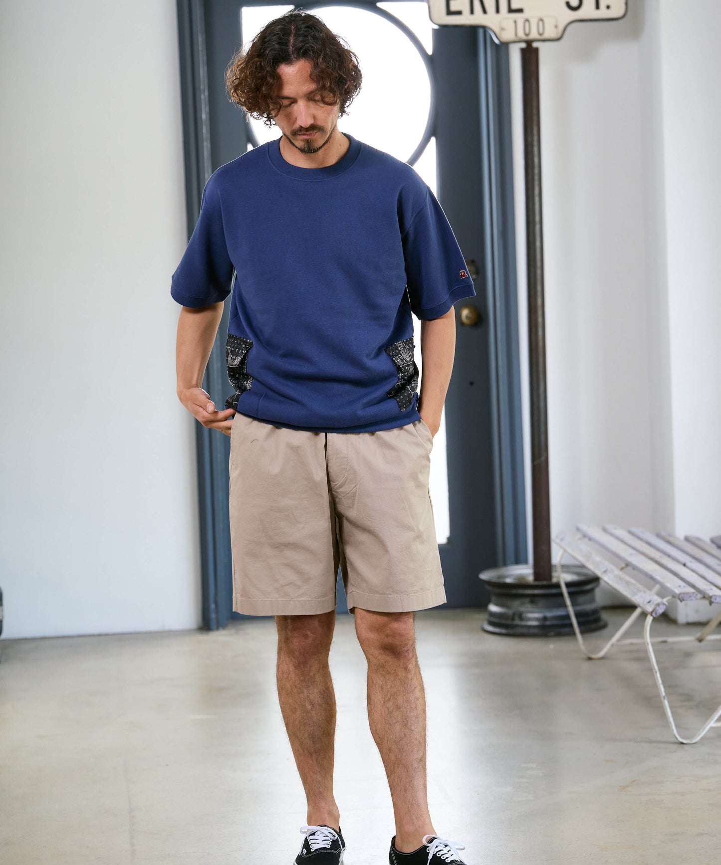 【予約販売7月初旬～中旬入荷】-Seth-(ｾｽ)  バンダナコンビネーション ハーフスリーブスウェット