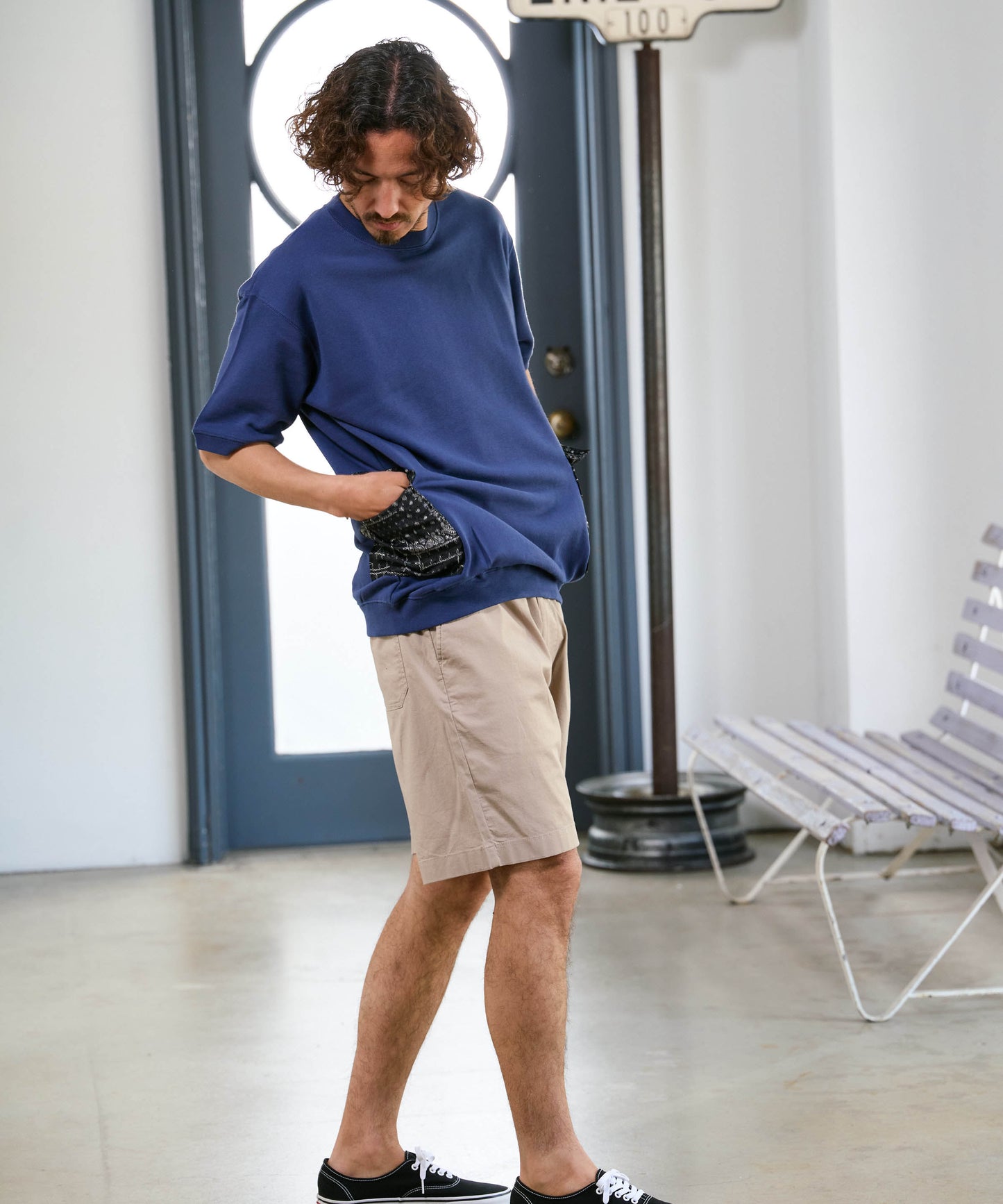 【予約販売7月初旬～中旬入荷】-Seth-(ｾｽ)  バンダナコンビネーション ハーフスリーブスウェット