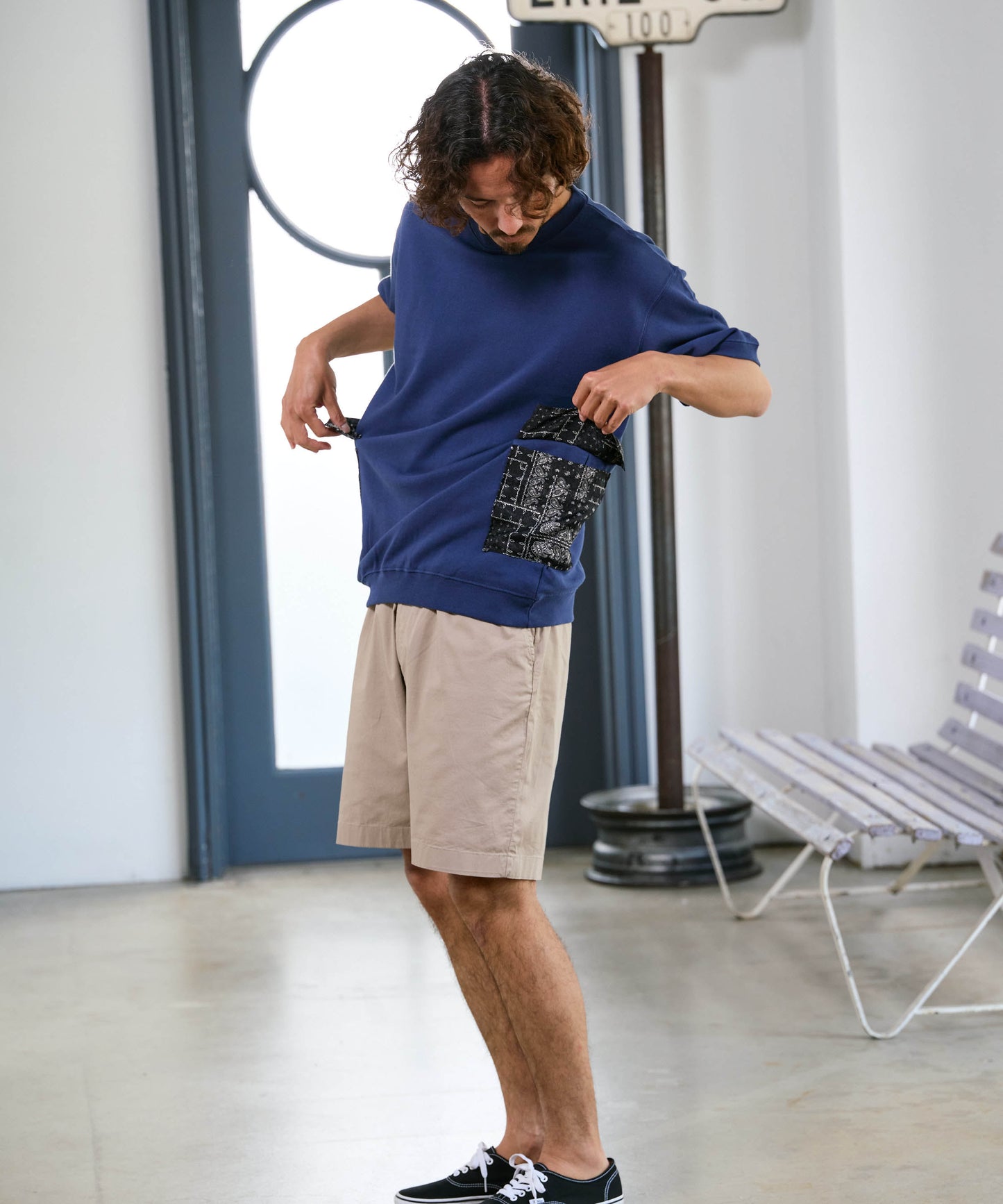 【予約販売7月初旬～中旬入荷】-Seth-(ｾｽ)  バンダナコンビネーション ハーフスリーブスウェット