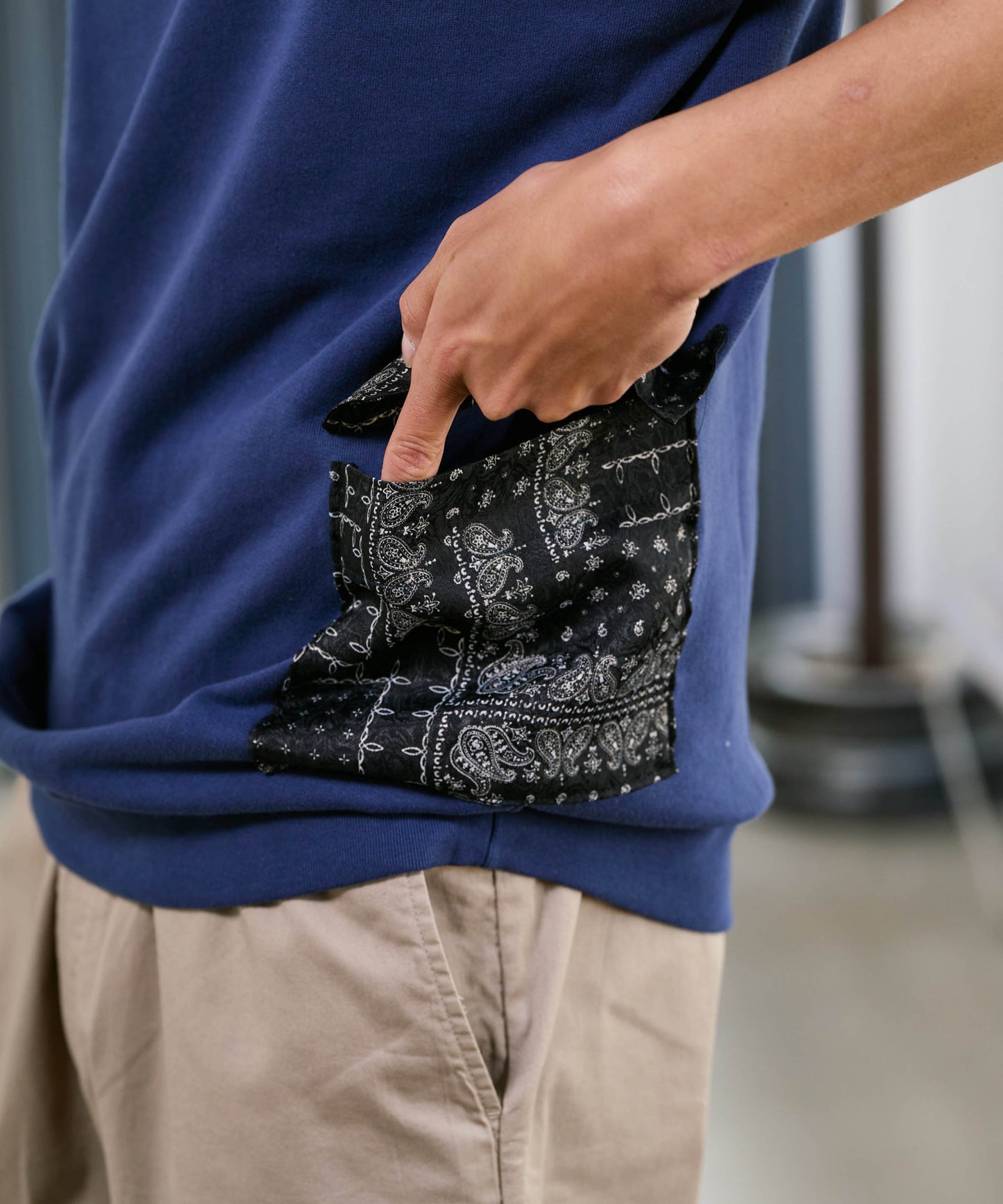 【予約販売7月初旬～中旬入荷】-Seth-(ｾｽ)  バンダナコンビネーション ハーフスリーブスウェット