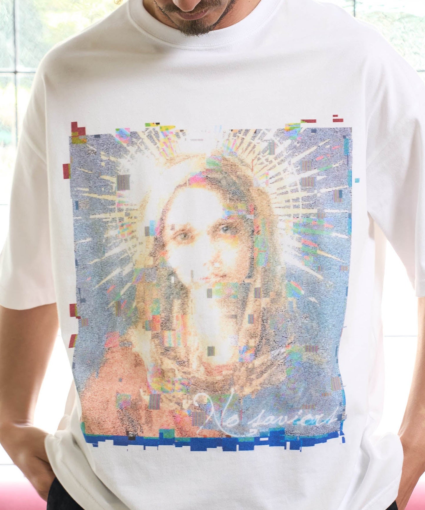 【予約販売7月中旬～下旬入荷】-Magdalena-(ﾏｸﾞﾀﾞﾚﾅ) "No saviors" グリッチマリア＆ローズワッペン ビッグTシャツ