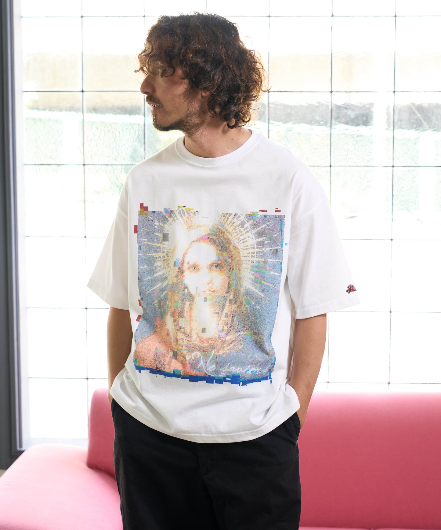 【予約販売7月中旬～下旬入荷】-Magdalena-(ﾏｸﾞﾀﾞﾚﾅ) "No saviors" グリッチマリア＆ローズワッペン ビッグTシャツ
