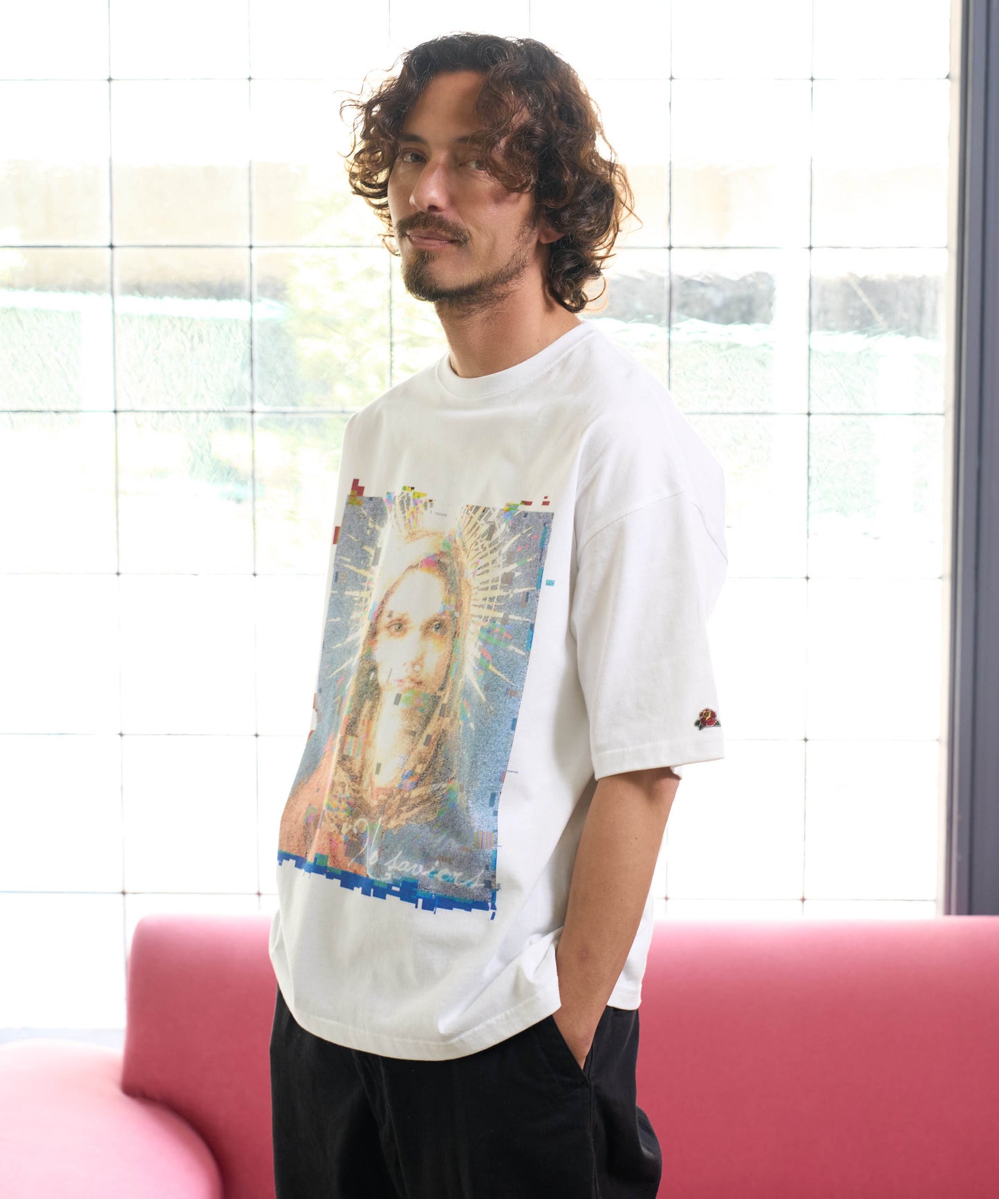 【予約販売7月中旬～下旬入荷】-Magdalena-(ﾏｸﾞﾀﾞﾚﾅ) "No saviors" グリッチマリア＆ローズワッペン ビッグTシャツ