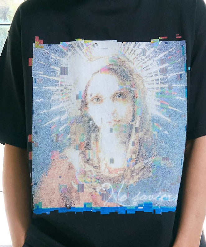 【予約販売7月中旬～下旬入荷】-Magdalena-(ﾏｸﾞﾀﾞﾚﾅ) "No saviors" グリッチマリア＆ローズワッペン ビッグTシャツ