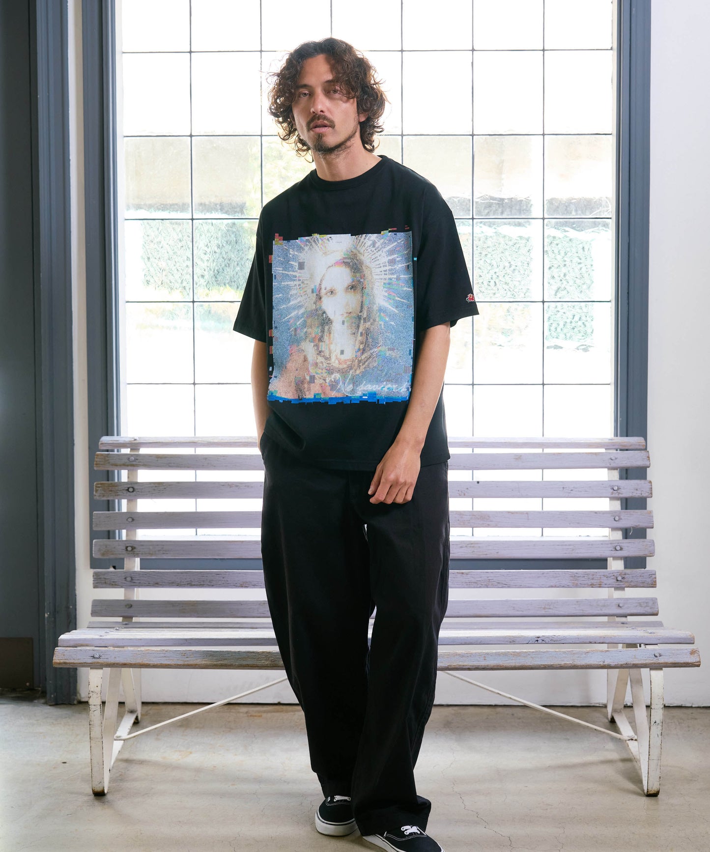 【予約販売7月中旬～下旬入荷】-Magdalena-(ﾏｸﾞﾀﾞﾚﾅ) "No saviors" グリッチマリア＆ローズワッペン ビッグTシャツ