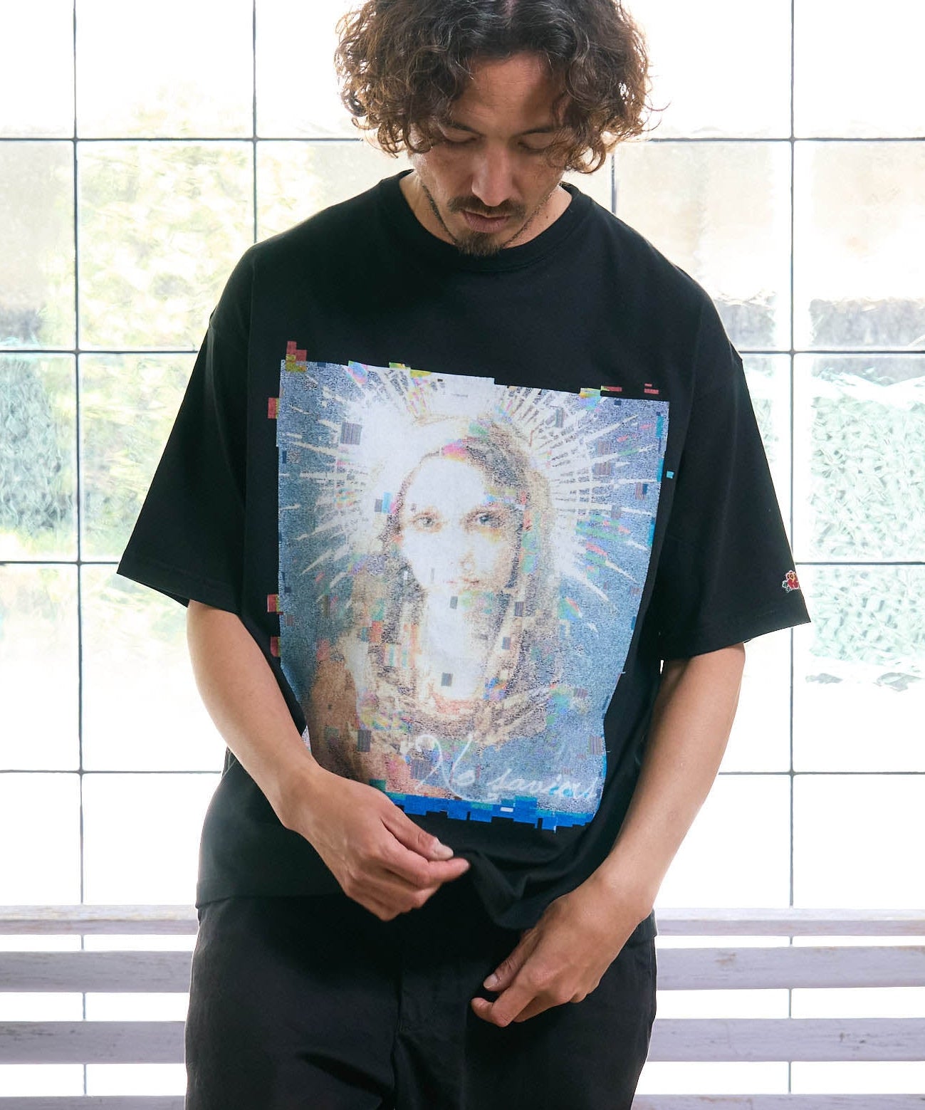 【予約販売7月中旬～下旬入荷】-Magdalena-(ﾏｸﾞﾀﾞﾚﾅ) "No saviors" グリッチマリア＆ローズワッペン ビッグTシャツ