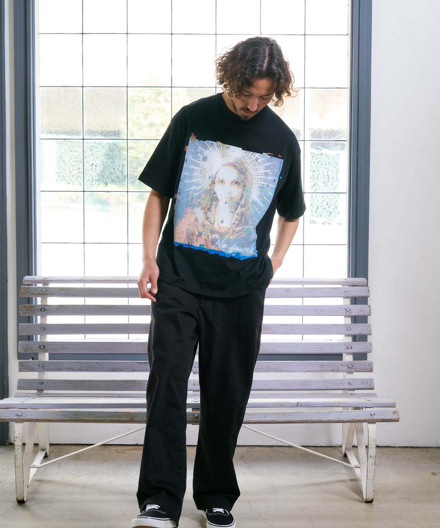 【予約販売7月中旬～下旬入荷】-Magdalena-(ﾏｸﾞﾀﾞﾚﾅ) "No saviors" グリッチマリア＆ローズワッペン ビッグTシャツ
