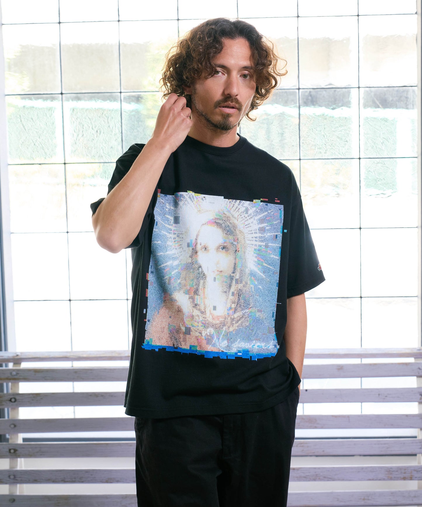 【予約販売7月中旬～下旬入荷】-Magdalena-(ﾏｸﾞﾀﾞﾚﾅ) "No saviors" グリッチマリア＆ローズワッペン ビッグTシャツ