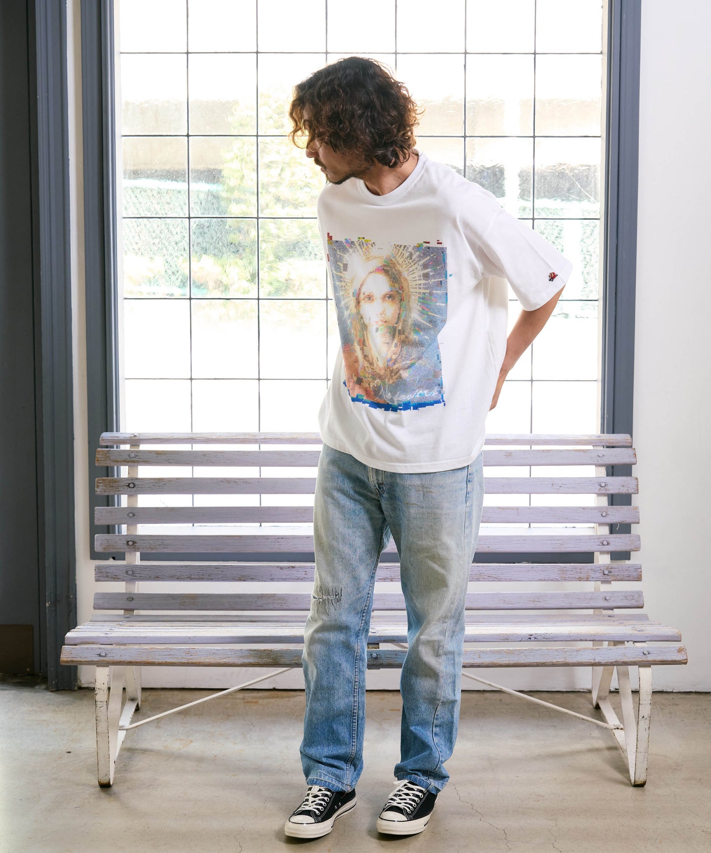 【予約販売7月中旬～下旬入荷】-Magdalena-(ﾏｸﾞﾀﾞﾚﾅ) "No saviors" グリッチマリア＆ローズワッペン ビッグTシャツ