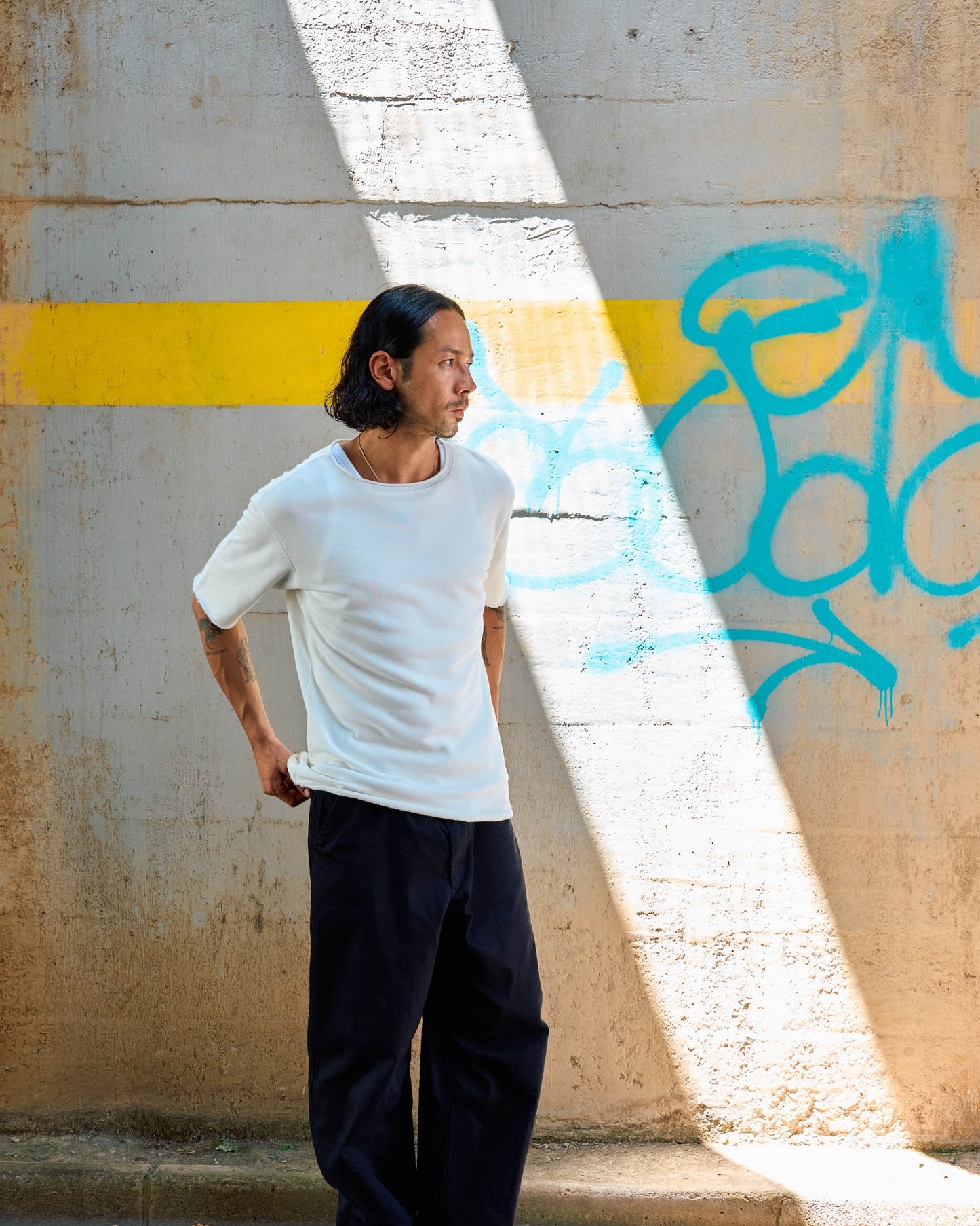 カットオフ5分袖コットンT -Mark-【予約販売4月上旬～中旬入荷】