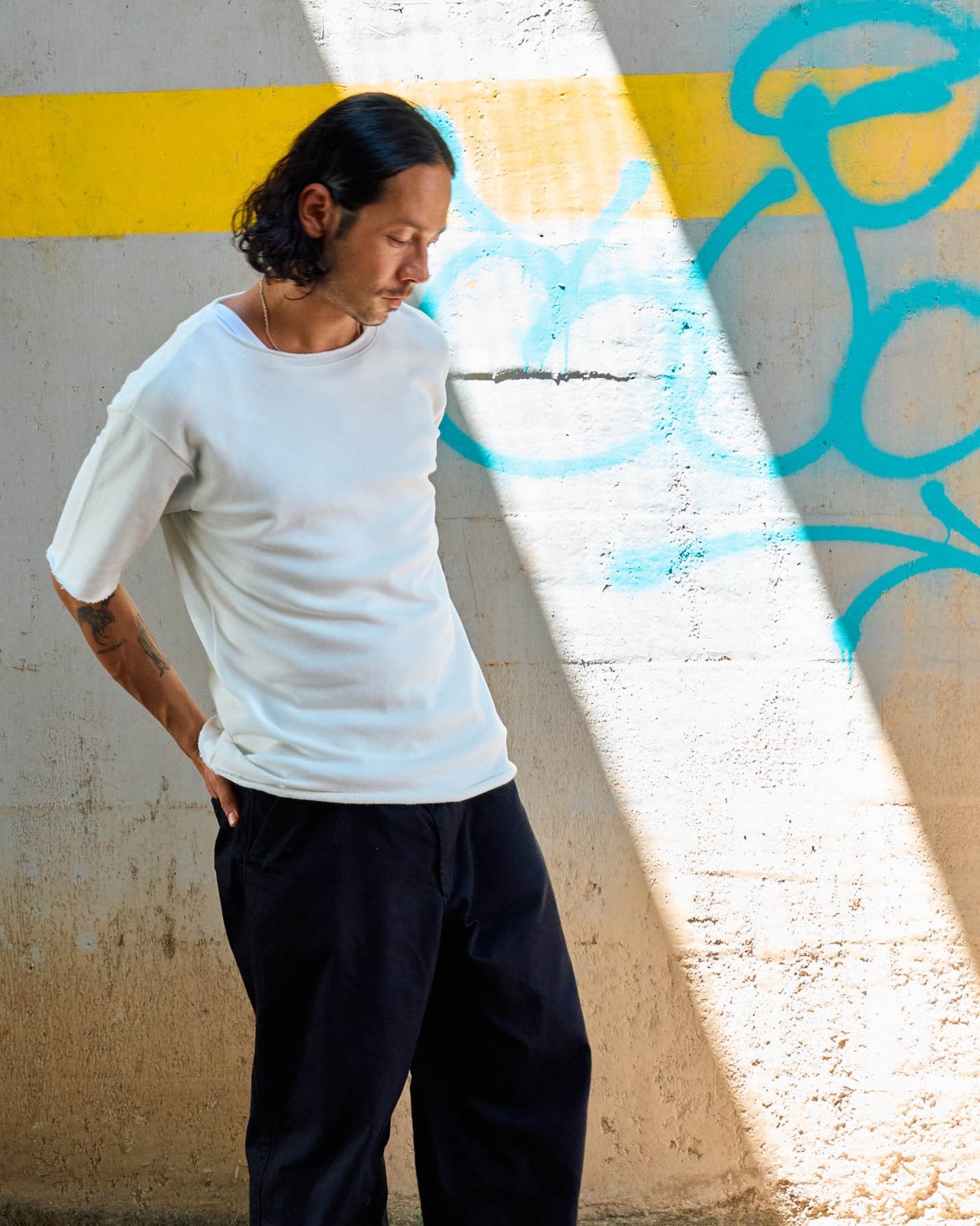 カットオフ5分袖コットンT -Mark-【予約販売4月上旬～中旬入荷】