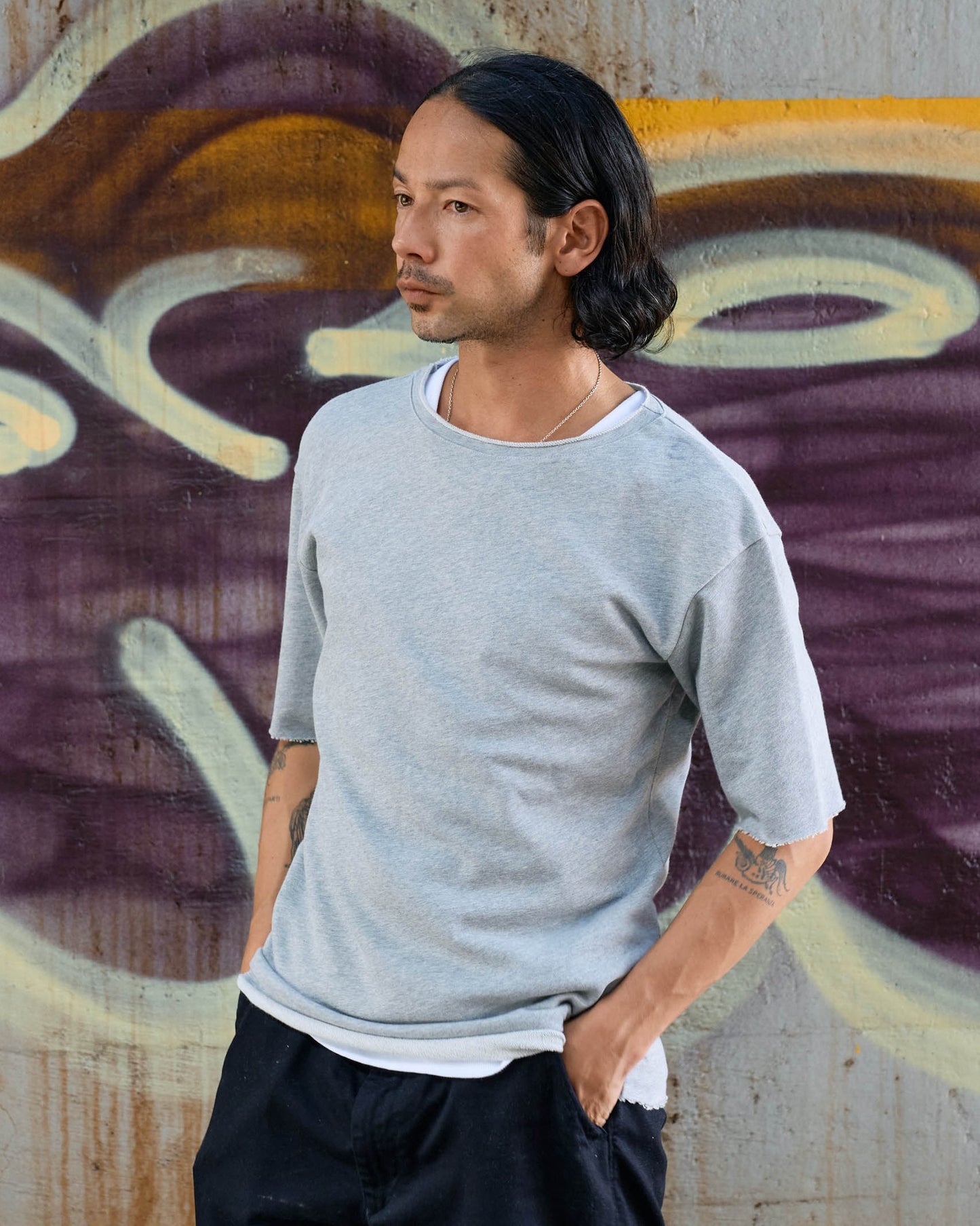 カットオフ5分袖コットンT -Mark-【予約販売4月上旬～中旬入荷】