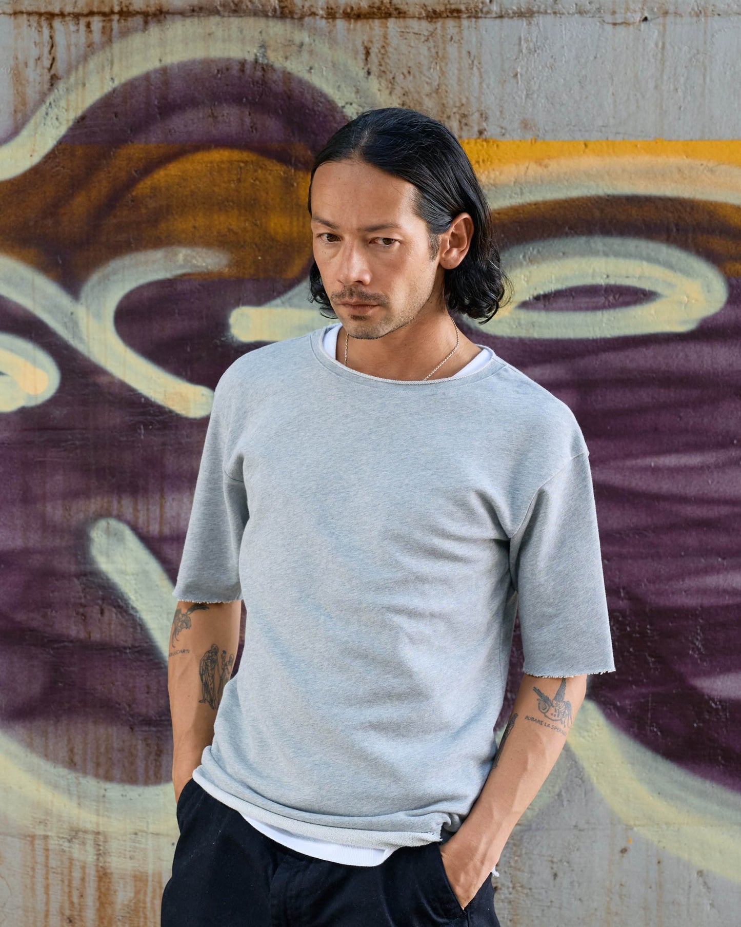 カットオフ5分袖コットンT -Mark-【予約販売4月上旬～中旬入荷】