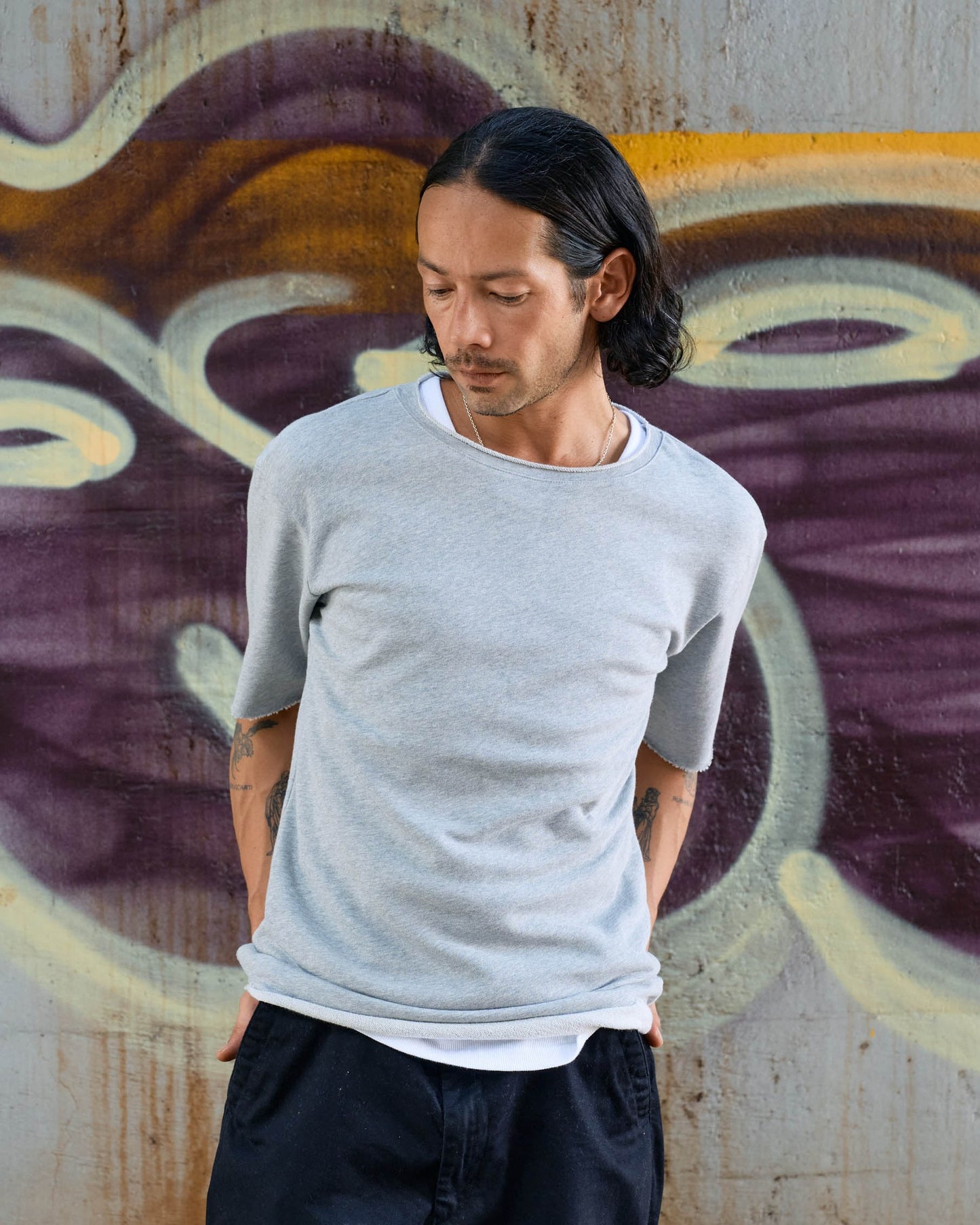 カットオフ5分袖コットンT -Mark-【予約販売4月上旬～中旬入荷】