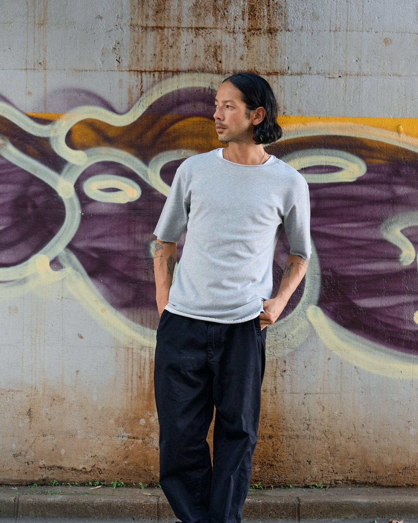 カットオフ5分袖コットンT -Mark-【予約販売4月上旬～中旬入荷】