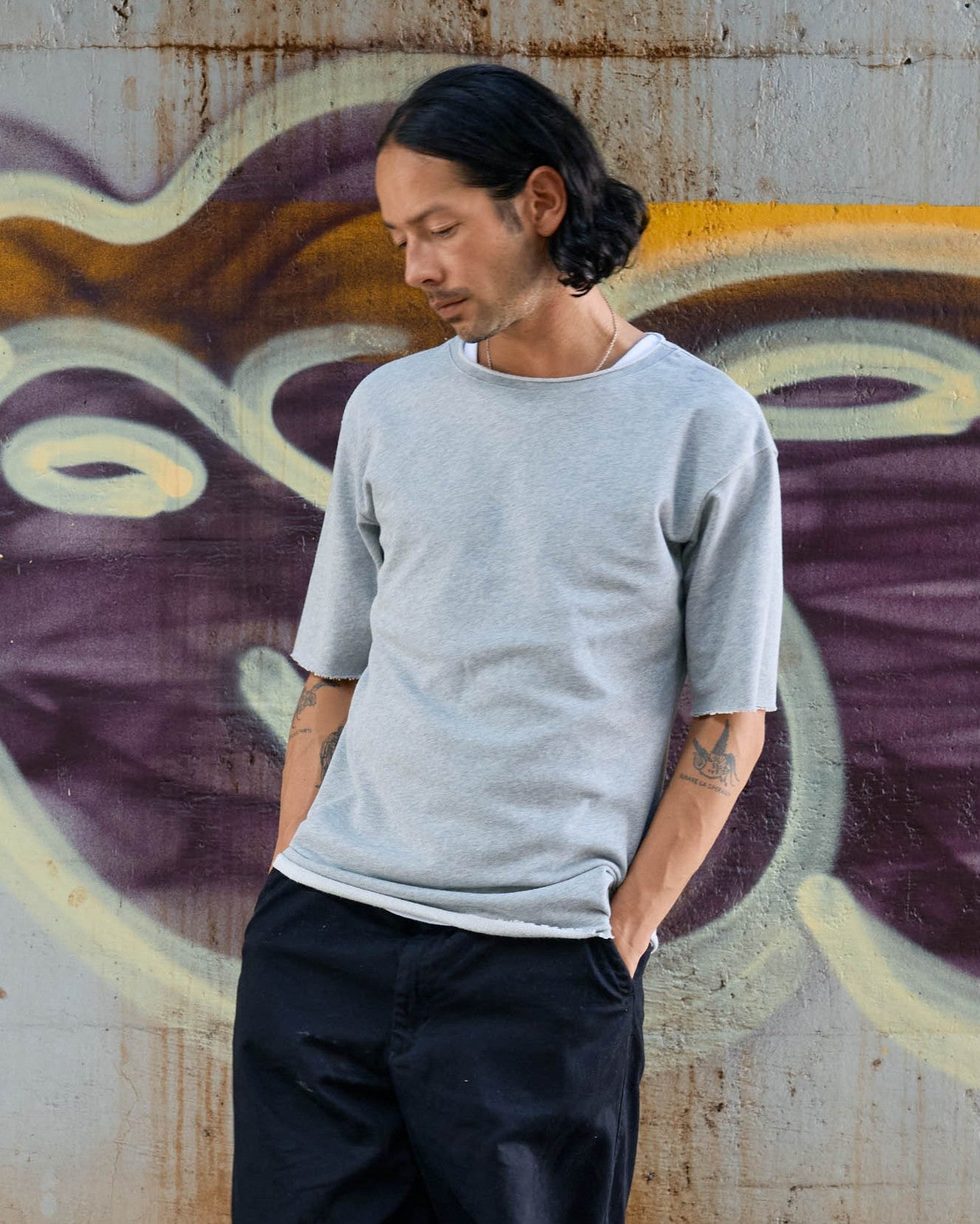 カットオフ5分袖コットンT -Mark-【予約販売4月上旬～中旬入荷】