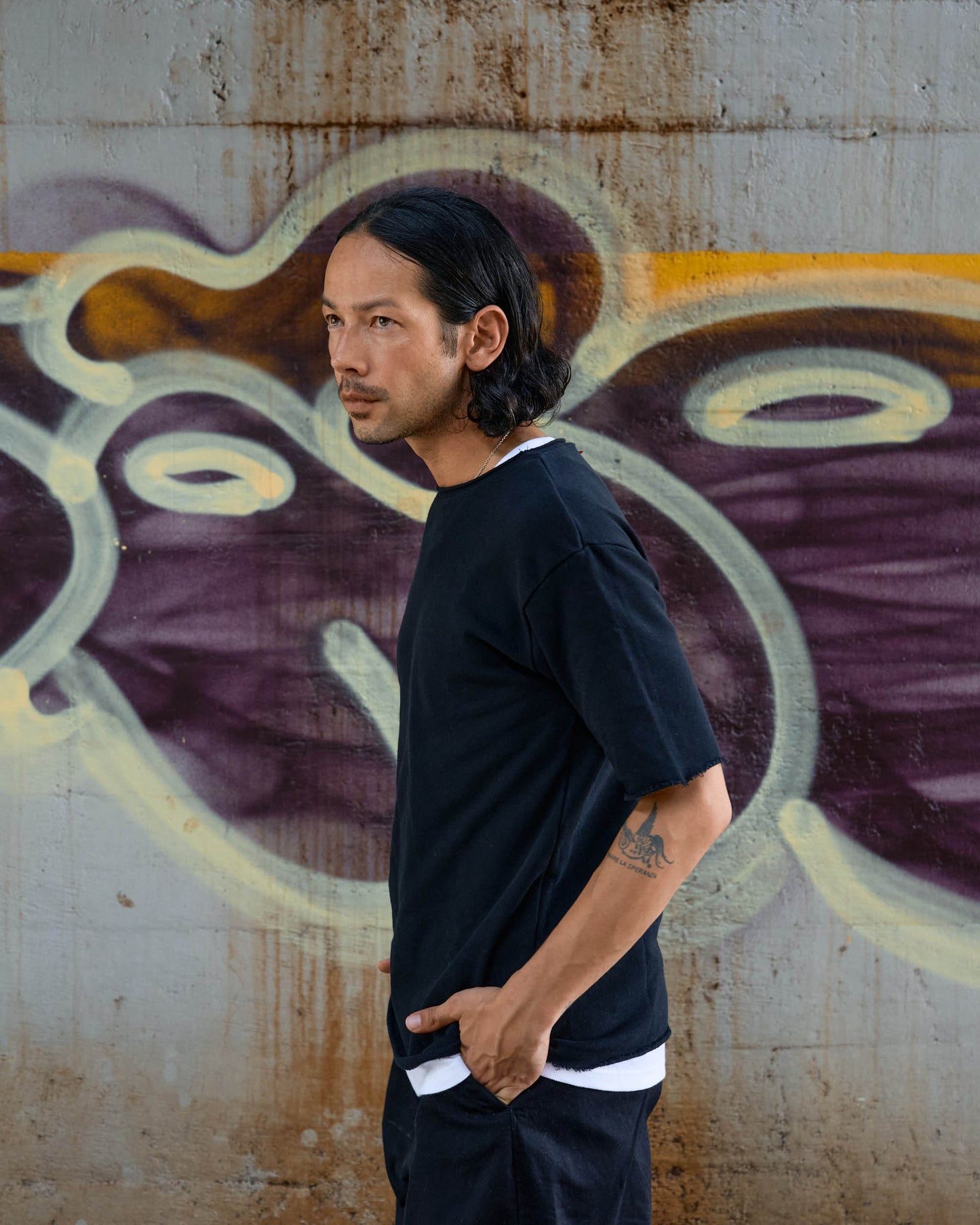 カットオフ5分袖コットンT -Mark-【予約販売4月上旬～中旬入荷】