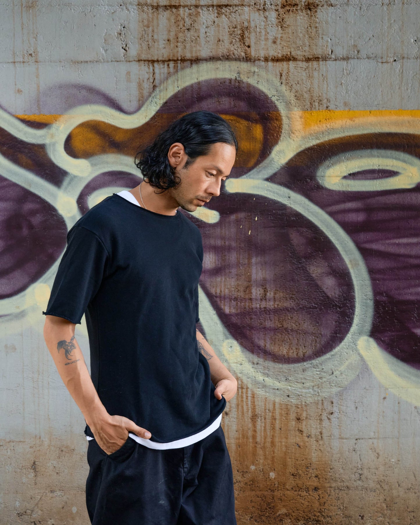 カットオフ5分袖コットンT -Mark-【予約販売4月上旬～中旬入荷】