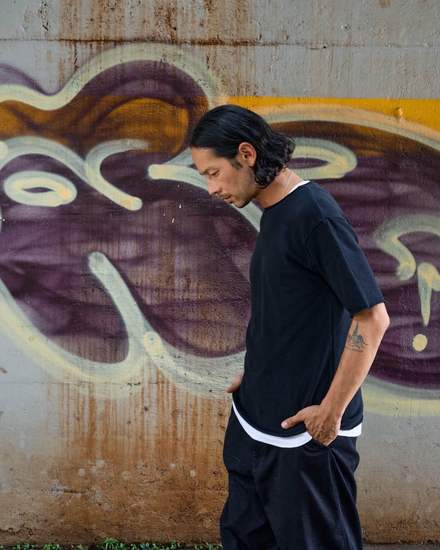 カットオフ5分袖コットンT -Mark-【予約販売4月上旬～中旬入荷】