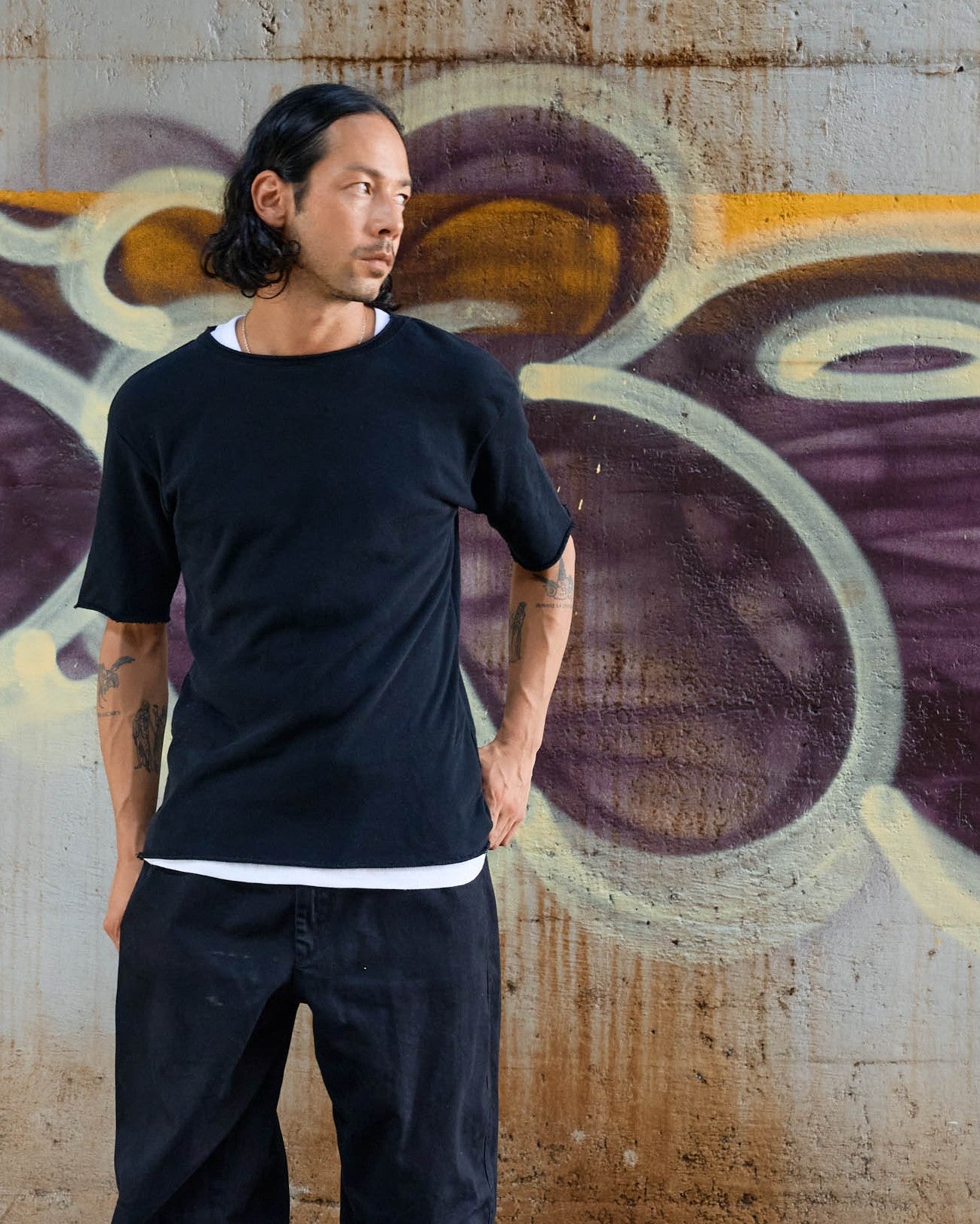 カットオフ5分袖コットンT -Mark-【予約販売4月上旬～中旬入荷】