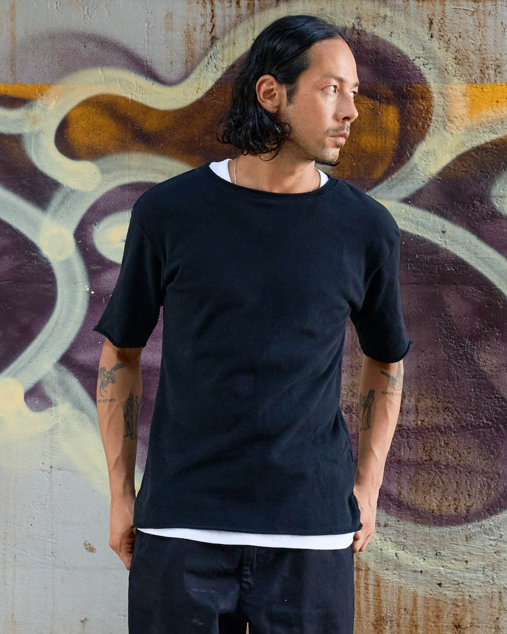 カットオフ5分袖コットンT -Mark-【予約販売4月上旬～中旬入荷】