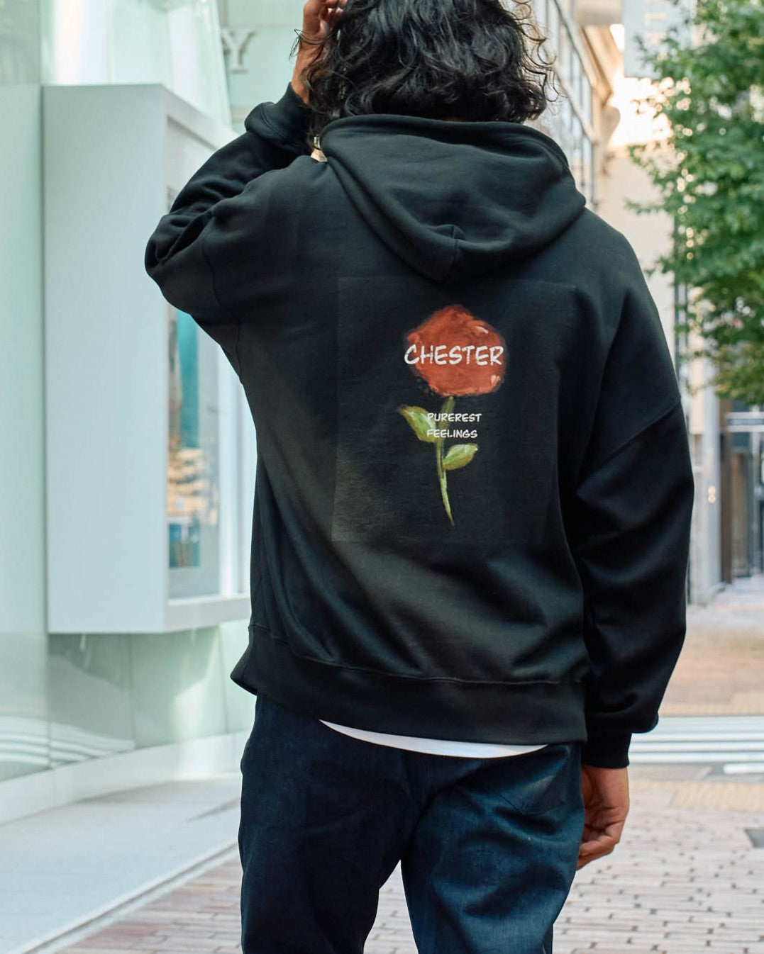 10.0oz バックプリント【rose】プルオーバーパーカー -Kate